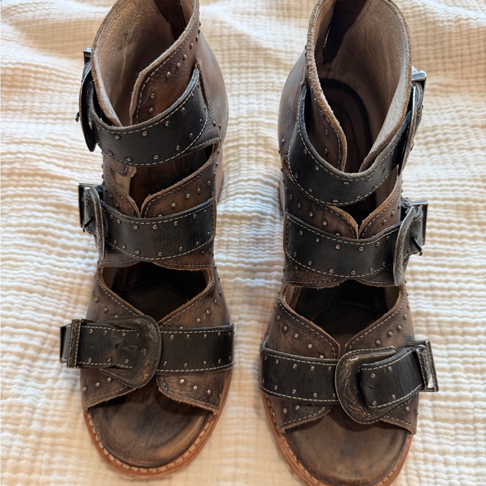 Violet- Freebird by Steven - Triple Buckle Sandal Booties – Black – Size 11